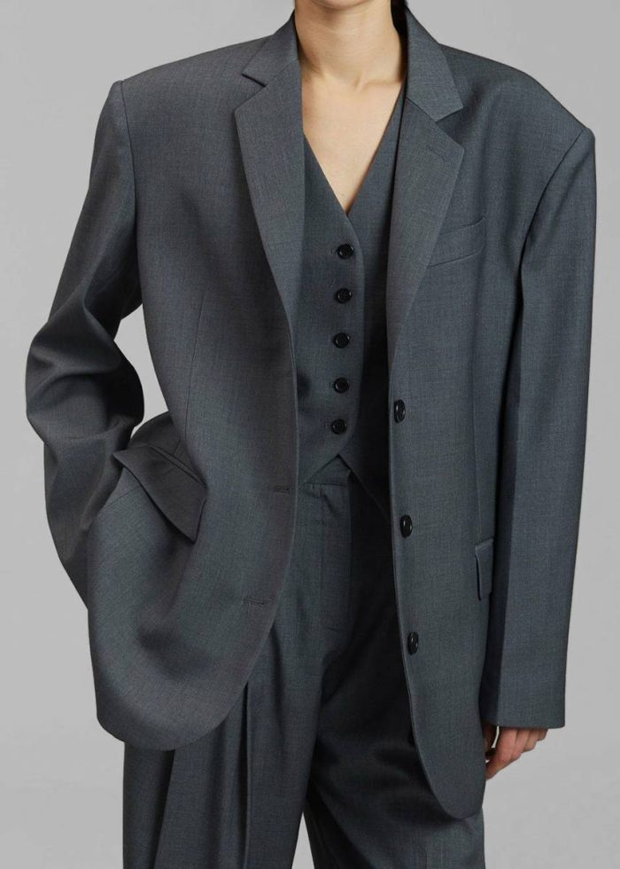 Gelso Oversized Blazer - Dark Grey Melange Women Outerwear Grey The Frankie Shop