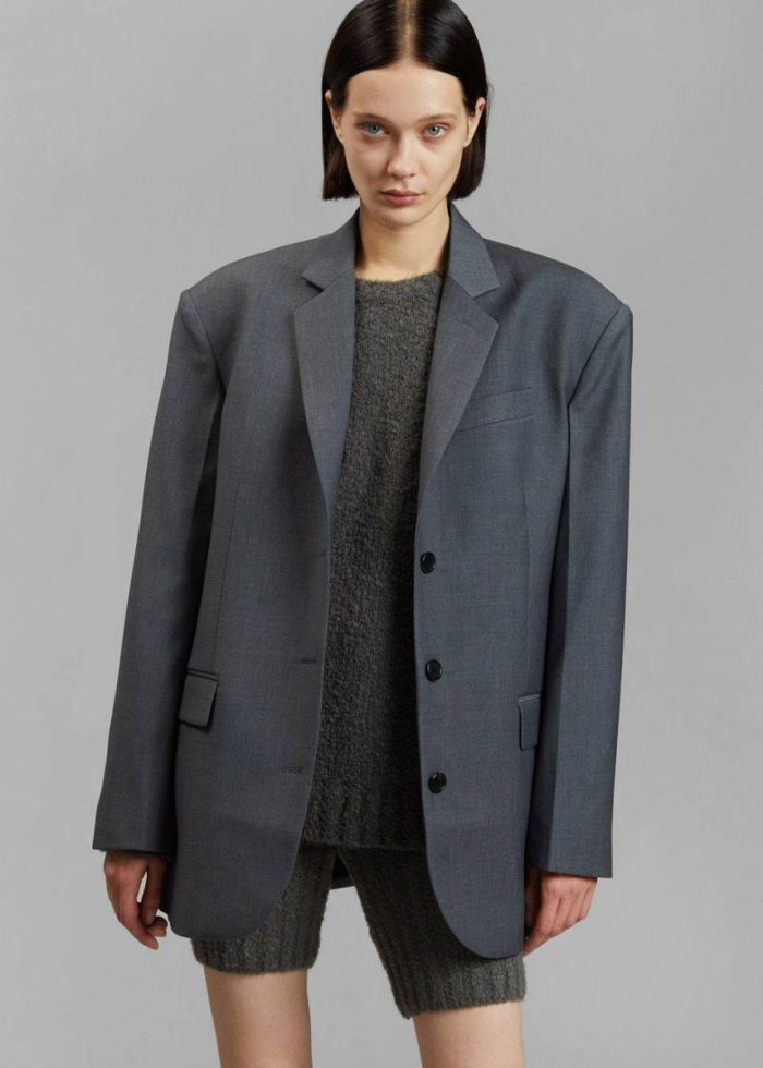 Gelso Oversized Blazer - Dark Grey Melange Women Outerwear Grey The Frankie Shop