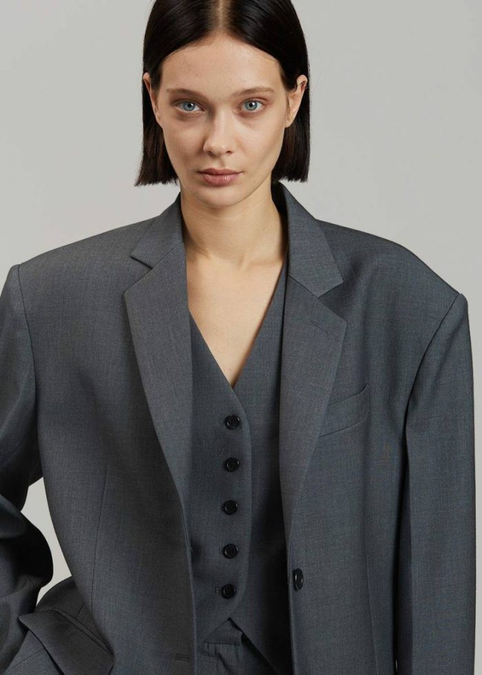 Gelso Oversized Blazer - Dark Grey Melange Women Outerwear Grey The Frankie Shop