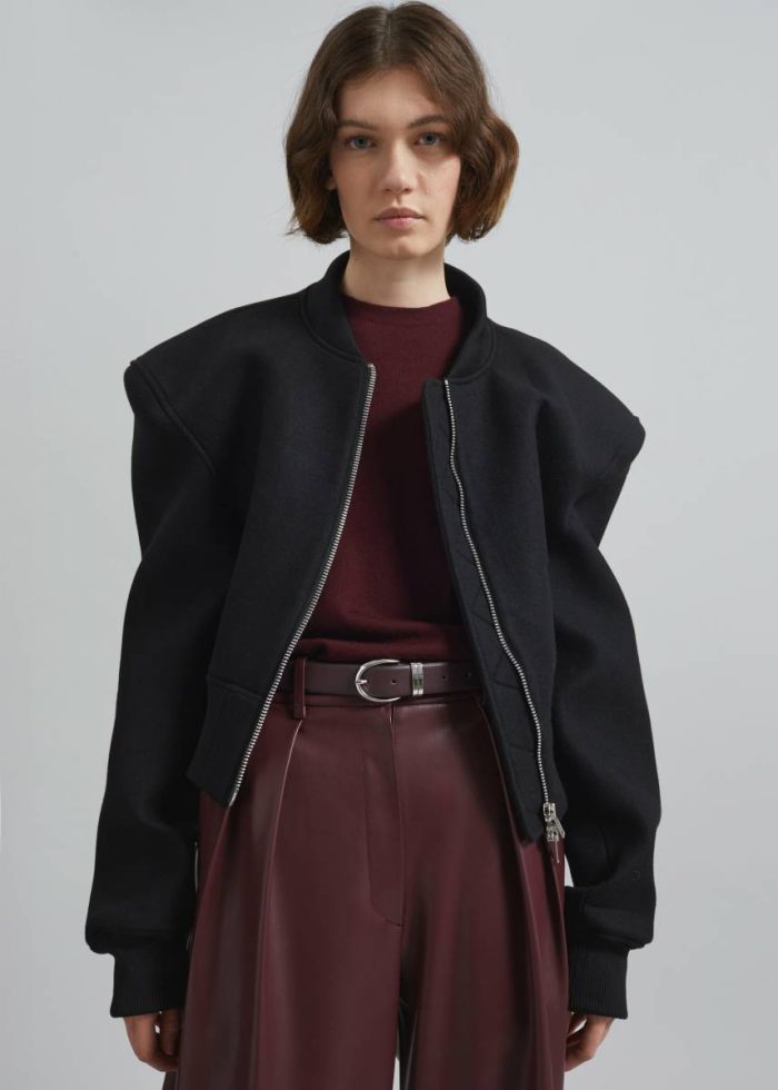 Glane Padded Wool Bomber Jacket - Black Women Black The Frankie Shop Outerwear