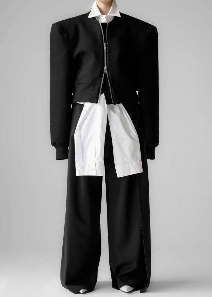 Glane Padded Wool Bomber Jacket - Black Women Black The Frankie Shop Outerwear