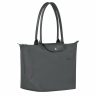 Graphite Shoulder Bags Longchamp Women Le Pliage Green L Tote Bag Graphite - Recycled Canvas