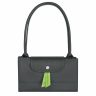 Graphite Shoulder Bags Longchamp Women Le Pliage Green L Tote Bag Graphite - Recycled Canvas