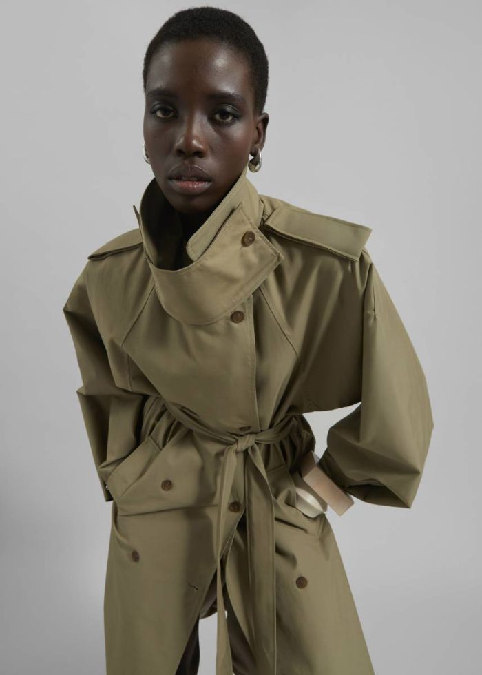 Green Davos Trench Coat - Pale Olive Women The Frankie Shop Outerwear