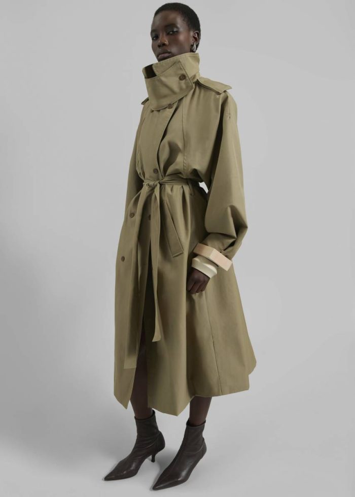 Green Davos Trench Coat - Pale Olive Women The Frankie Shop Outerwear