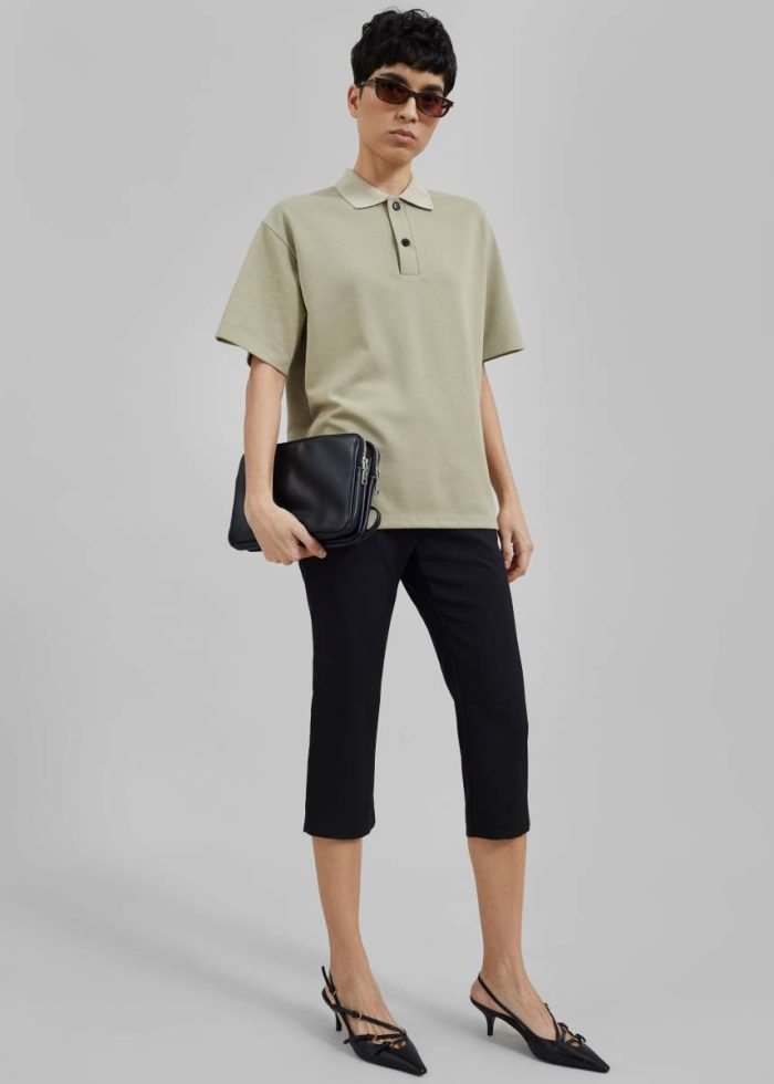 Green Dianne Polo Shirt - Khaki Tops Women The Frankie Shop
