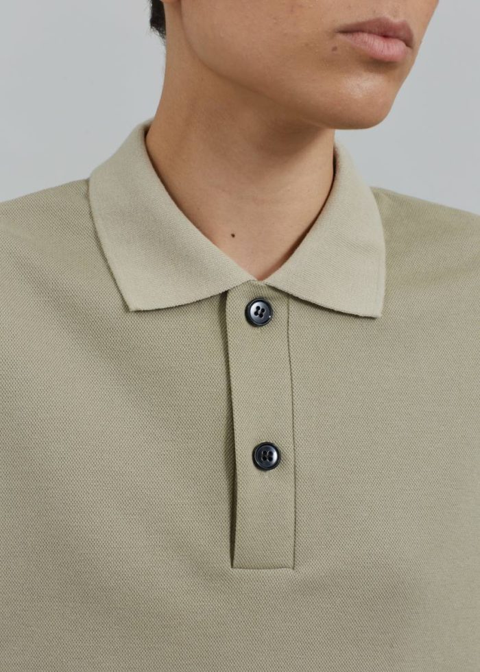 Green Dianne Polo Shirt - Khaki Tops Women The Frankie Shop