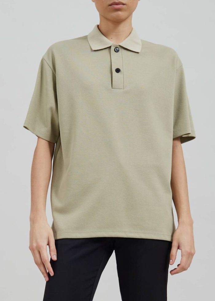 Green Dianne Polo Shirt - Khaki Tops Women The Frankie Shop