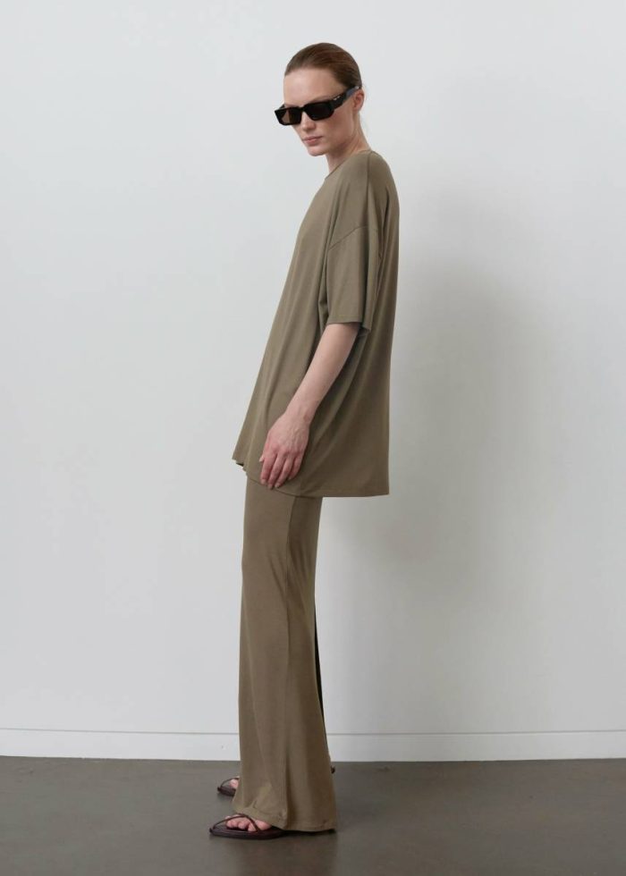 Green Ella Maxi Skirt - Khaki Brown Bottoms The Frankie Shop Women