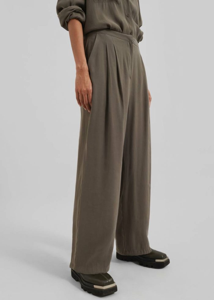 Green Meilen Pintuck Trousers - Olive The Frankie Shop Women Bottoms