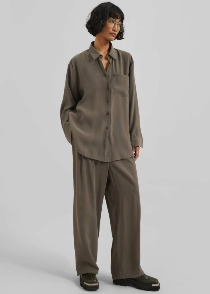 Green Meilen Pintuck Trousers - Olive The Frankie Shop Women Bottoms