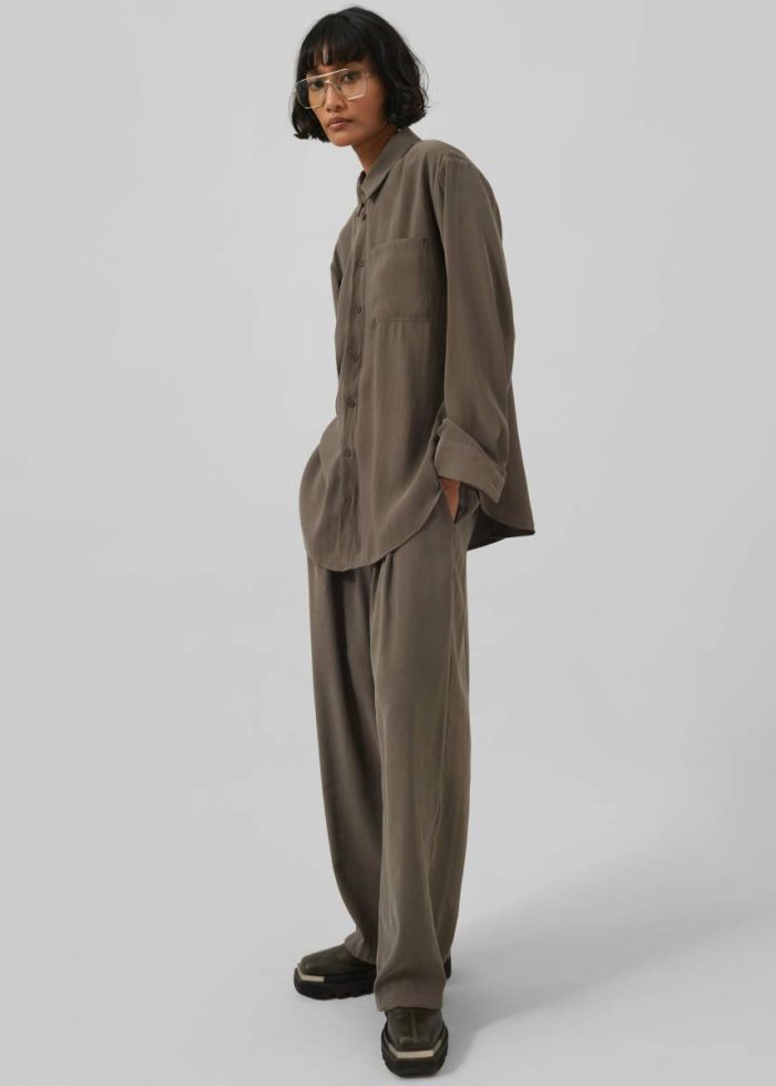 Green Meilen Pintuck Trousers - Olive The Frankie Shop Women Bottoms