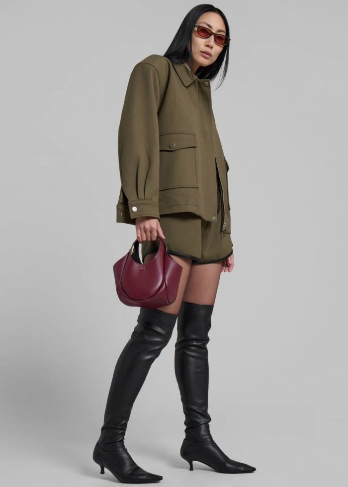 Green Outerwear The Frankie Shop Neri Cropped Jacket - Khaki Women