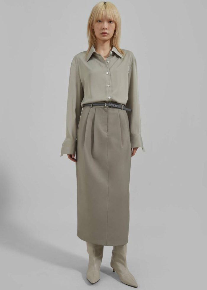 Green The Frankie Shop Bottoms Letty Midi Pencil Skirt - Khaki Women