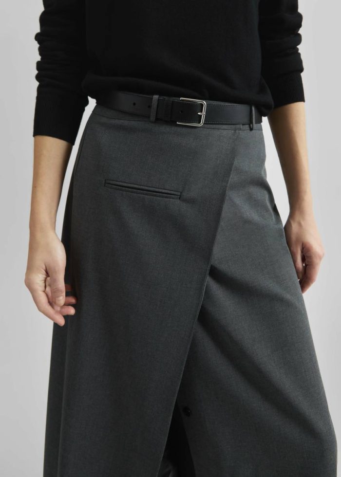Grey Greven Wrap Skirt - Dark Grey Melange The Frankie Shop Women Bottoms