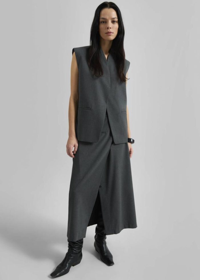 Grey Greven Wrap Skirt - Dark Grey Melange The Frankie Shop Women Bottoms