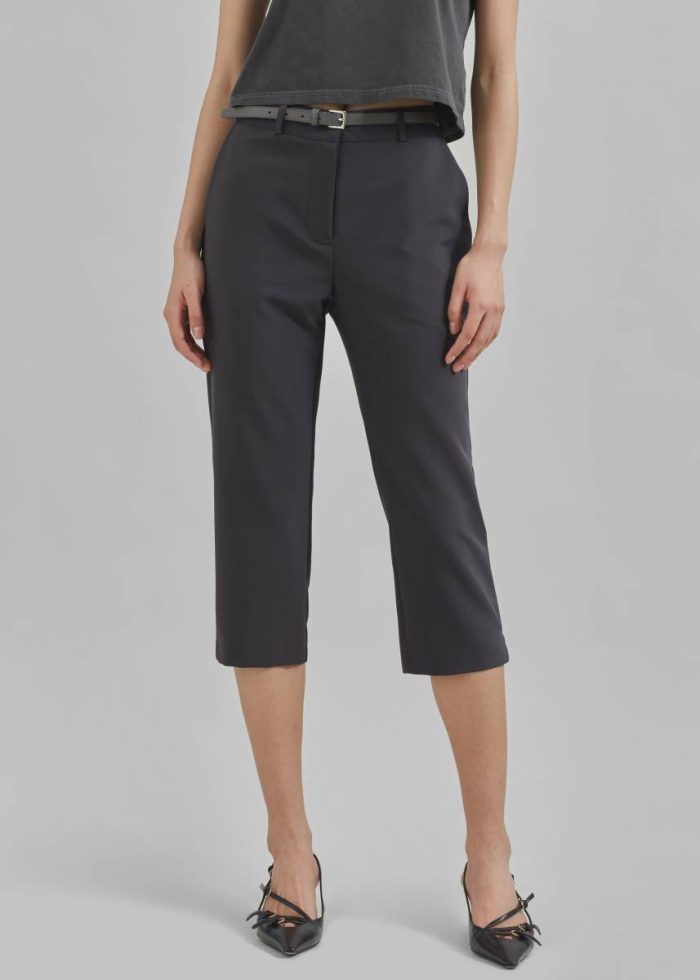 Grey Jessie Leather Belt - Grey Belts Women The Frankie Shop