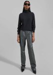 Grey Knitwear Women Eve Thin Turtleneck Sweater - Dark Grey Melange The Frankie Shop
