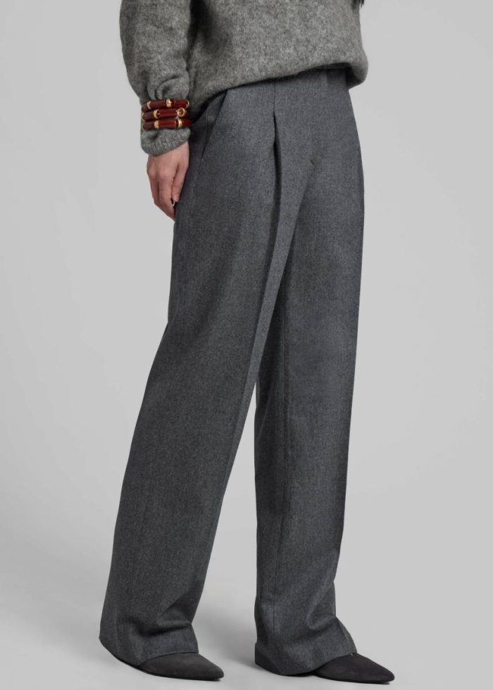 Grey Loulou Studio Juno Flannel Trousers - Grey Bottoms The Frankie Shop Women