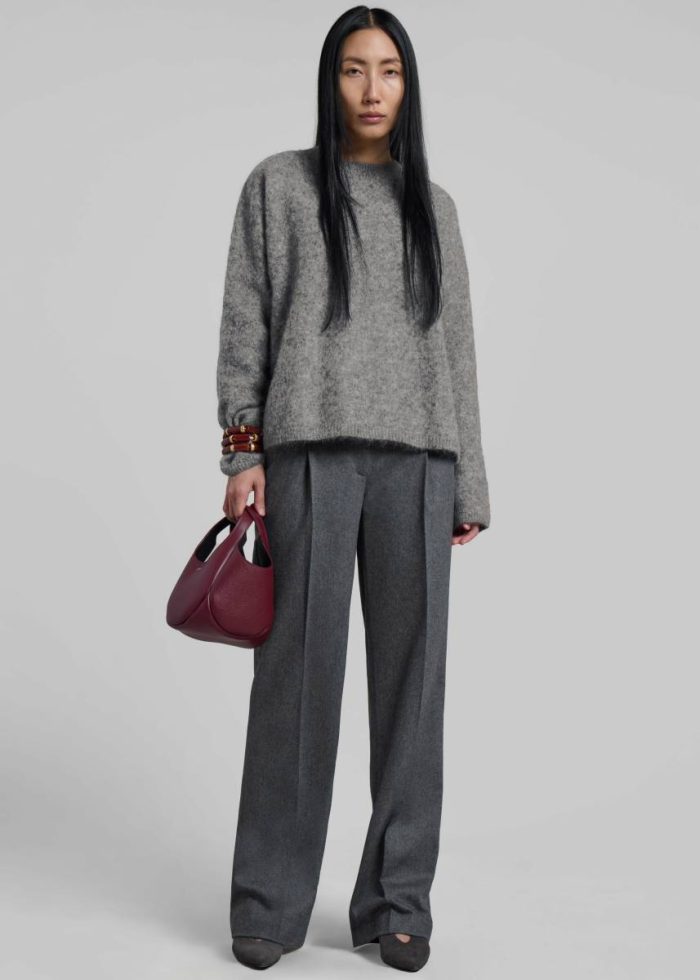 Grey Loulou Studio Juno Flannel Trousers - Grey Bottoms The Frankie Shop Women