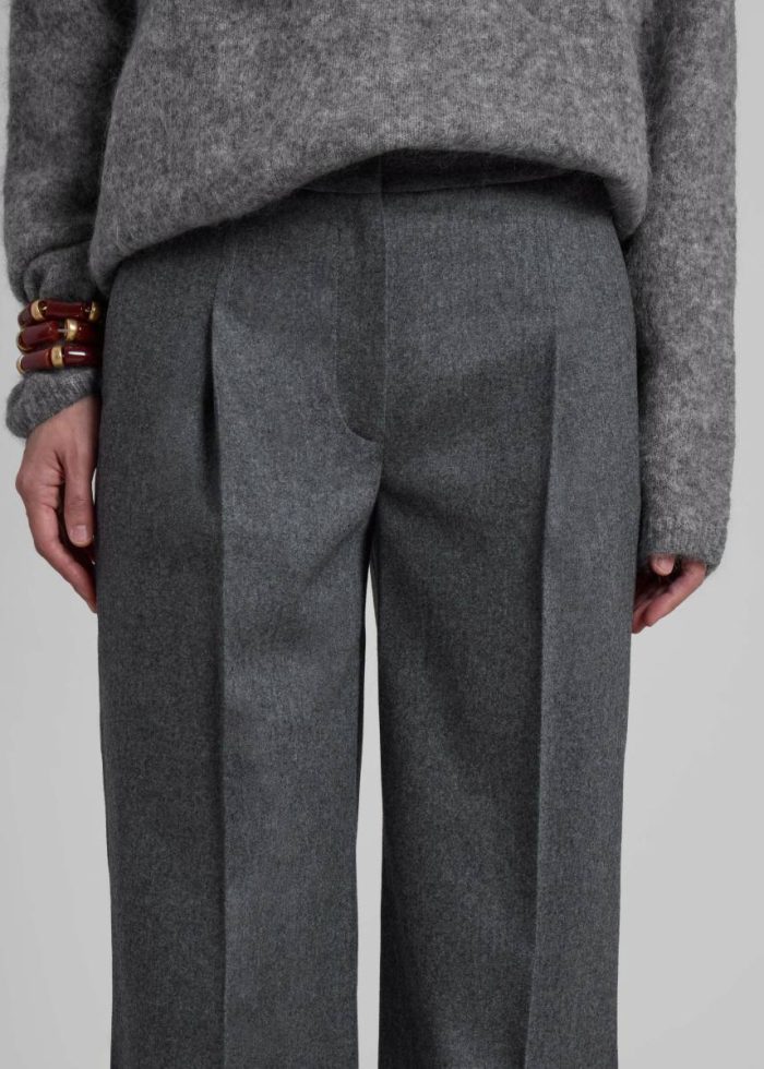 Grey Loulou Studio Juno Flannel Trousers - Grey Bottoms The Frankie Shop Women