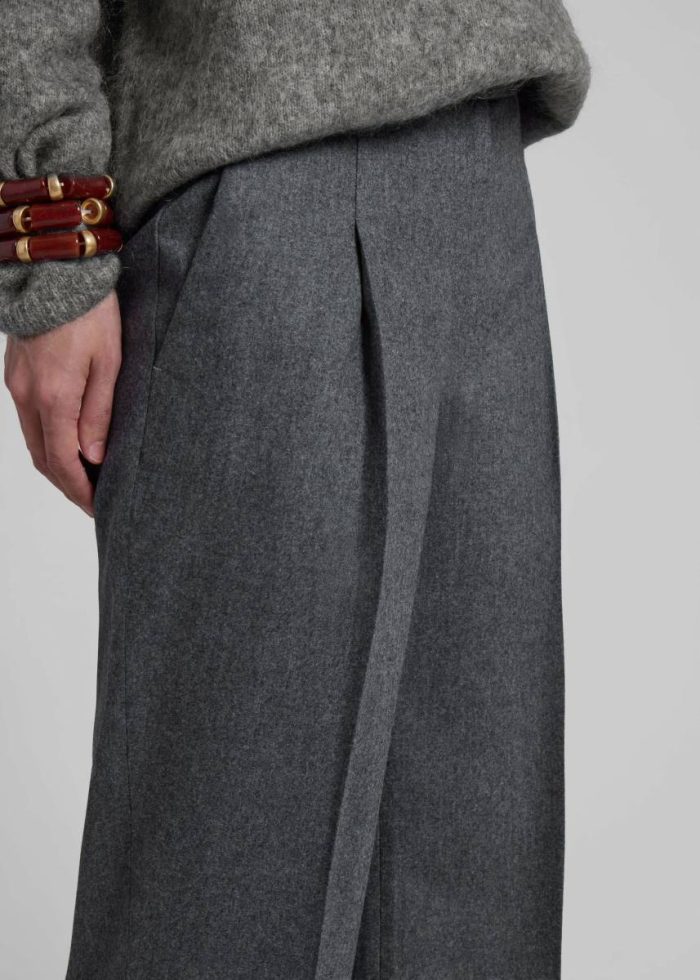 Grey Loulou Studio Juno Flannel Trousers - Grey Bottoms The Frankie Shop Women