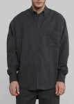 Grey Men Mason Wool Button Up Shirt - Dark Grey/White Pinstripe The Frankie Shop Tops