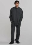Grey Men Mason Wool Button Up Shirt - Dark Grey/White Pinstripe The Frankie Shop Tops