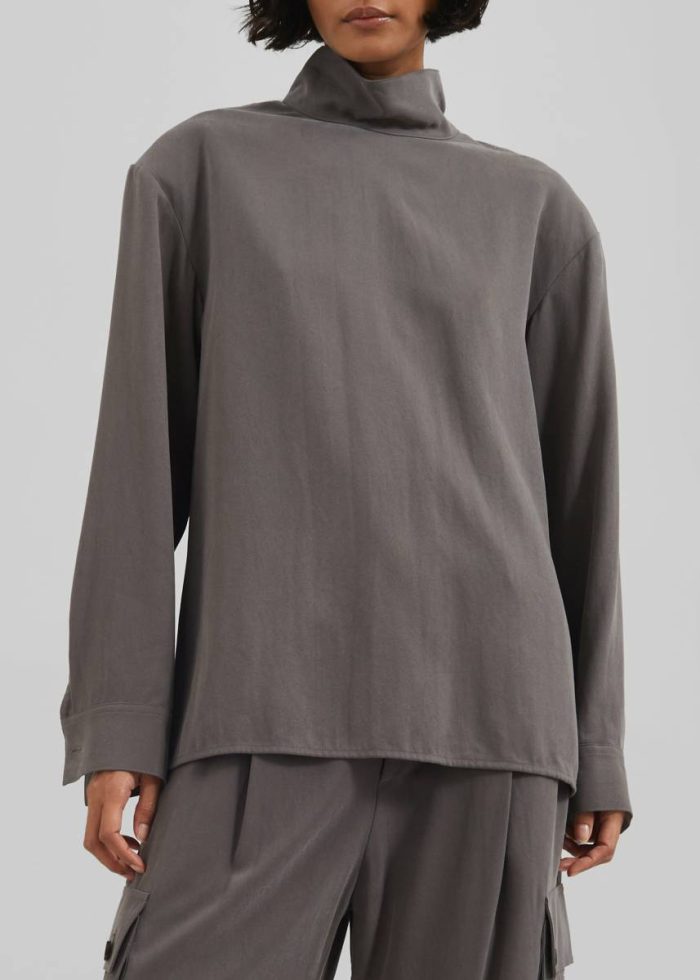 Grey Nyro Blouse - Charcoal Tops Women The Frankie Shop