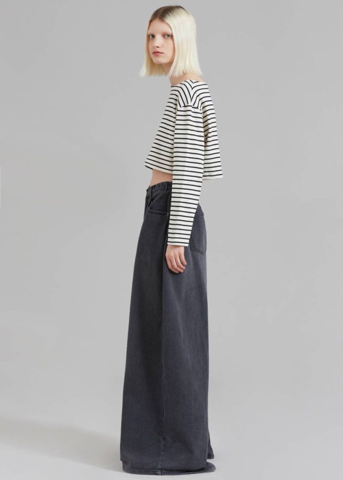 Grey Sasha Wide Leg Jeans - Dark Grey Bottoms Women The Frankie Shop
