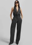 Grey The Frankie Shop Christopher Esber Facile Tailored Twill Bodysuit - Speckled Black Women Tops