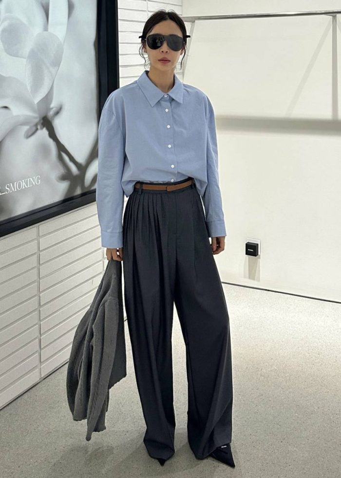 Grey The Frankie Shop Nyla Pleated Pants - Charcoal Women Bottoms