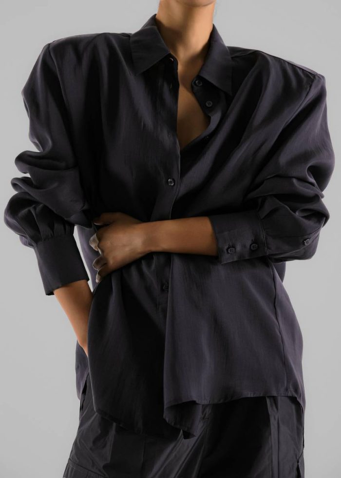 Grey The Frankie Shop Women Zoula Padded Shirt - Charcoal Tops