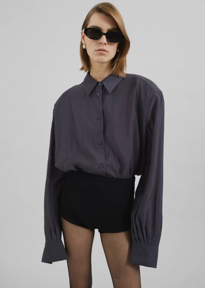 Grey The Frankie Shop Women Zoula Padded Shirt - Charcoal Tops