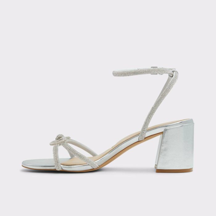 Heels Aldo Bouclette Silver Women's Block Heels Silver Women