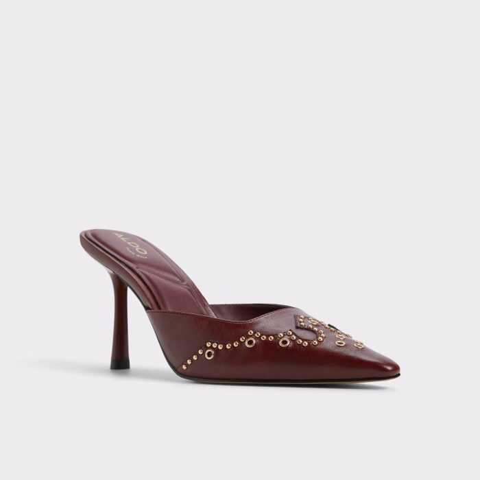Heels Aldo Women Amarilla Dark Red Women's Mule Slides Dark Red