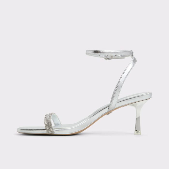 Heels Women Silver Kirri Silver Women's Strappy Heels Aldo