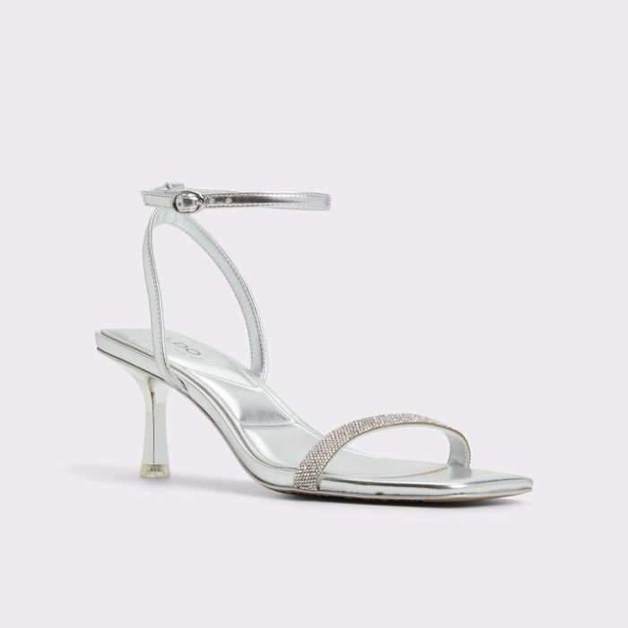 Heels Women Silver Kirri Silver Women's Strappy Heels Aldo