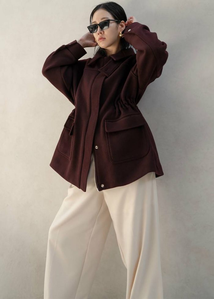 Holbeck Field Wool Jacket - Burgundy The Frankie Shop Outerwear Red Women