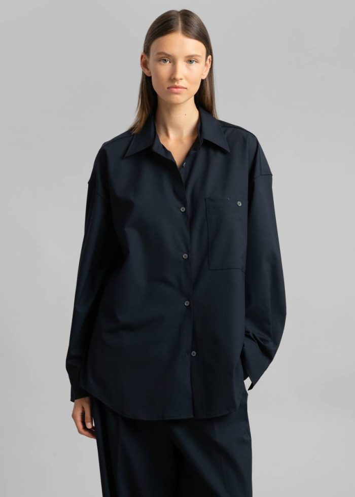 Jour Shirt - Deep Navy Tops Women The Frankie Shop Blue