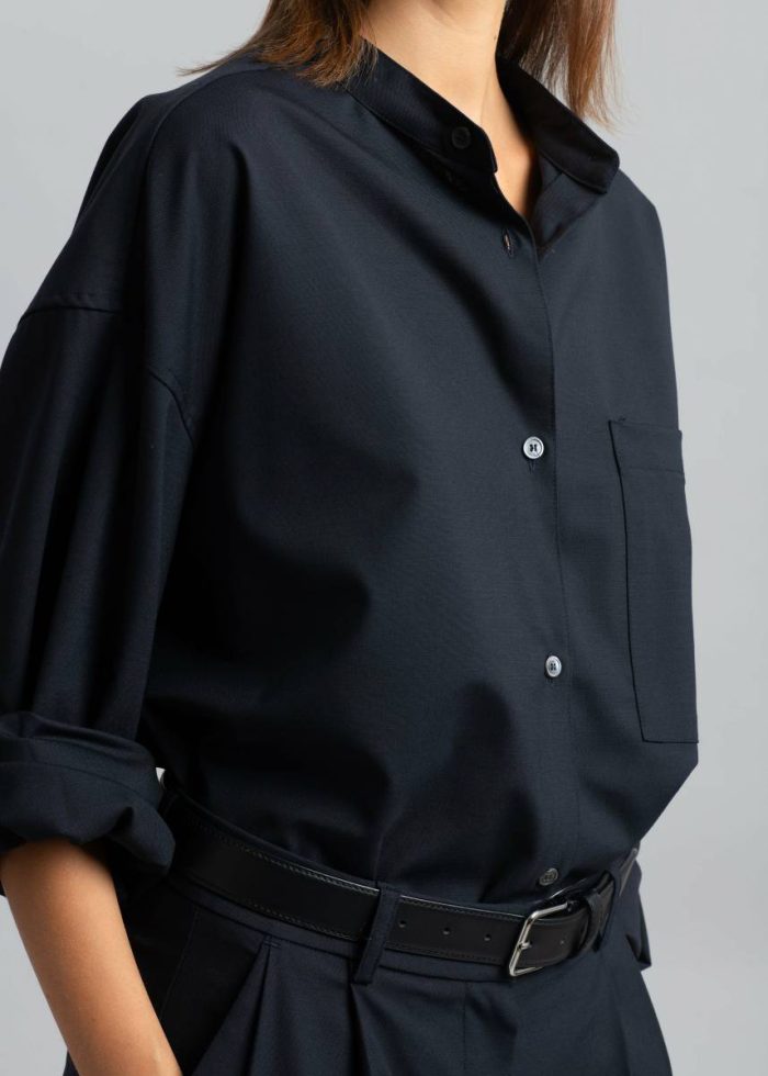 Jour Shirt - Deep Navy Tops Women The Frankie Shop Blue