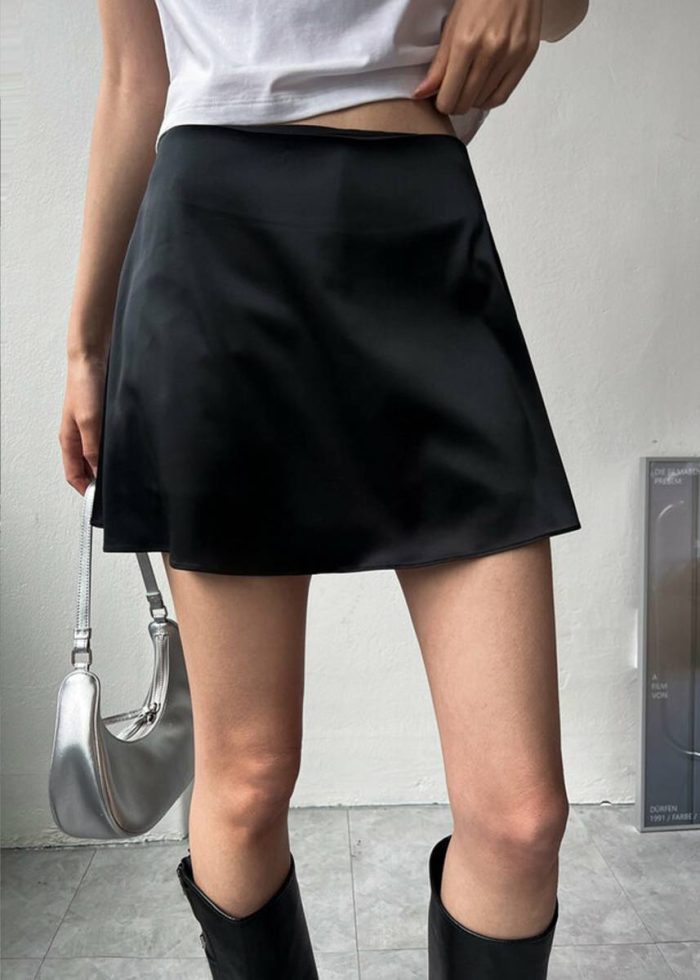 Jules Satin Mini Skirt - Black The Frankie Shop Women Black Bottoms