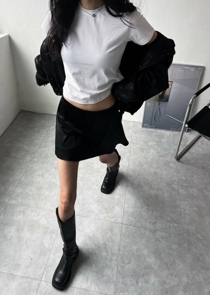 Jules Satin Mini Skirt - Black The Frankie Shop Women Black Bottoms