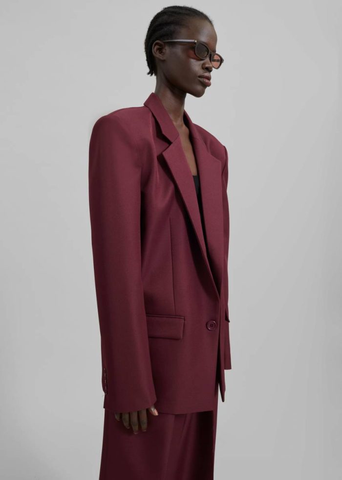 Jun Blazer - Burgundy The Frankie Shop Outerwear Red Women