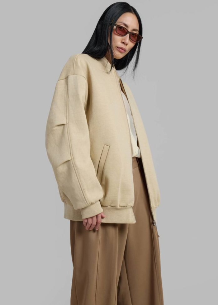Jura Cotton Bomber Jacket - Beige Outerwear Beige Women The Frankie Shop