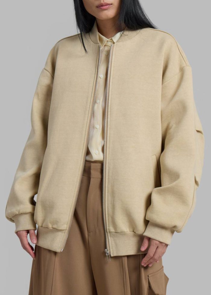 Jura Cotton Bomber Jacket - Beige Outerwear Beige Women The Frankie Shop