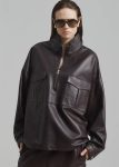 Kevin Leather Half Zip Shirt - Brown Brown The Frankie Shop Tops Men