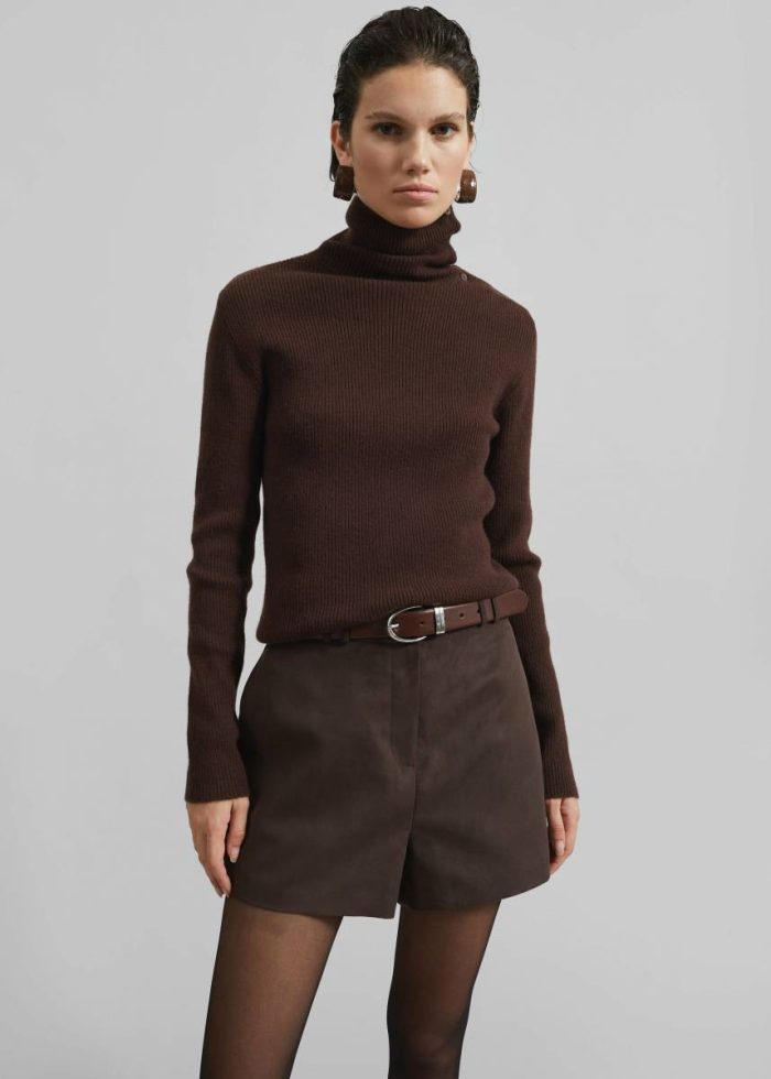 Knitwear Women The Frankie Shop Brown Devar Turtleneck Sweater - Brown