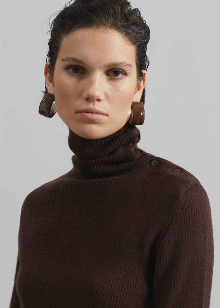 Knitwear Women The Frankie Shop Brown Devar Turtleneck Sweater - Brown