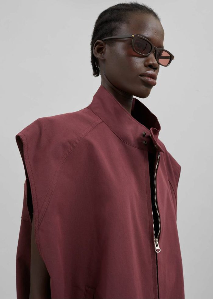 Lance Sleeveless Bomber Jacket - Burgundy Outerwear Red Women The Frankie Shop